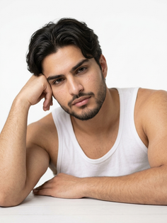 Minimalist White Tank Top Studio Portrait