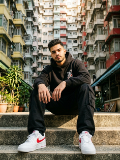 Hong Kong Streetwear Portrait on Urban Stairs