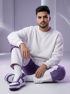 White and Purple Futuristic Studio Fashion Portrait