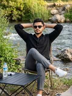 Relaxed Riverside Camping Chair Lifestyle Portrait