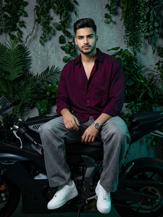 Dark Green Motorcycle Streetwear Portrait