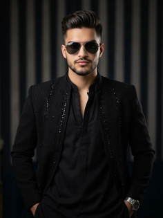 Black Indo-Western Luxury Fashion Portrait