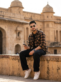 Indian Fort Checkered Shirt Fashion Portrait