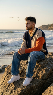 Melancholy Golden Hour Beach Portrait
