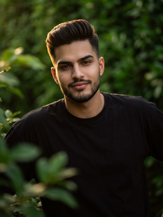 Dark Red Cinematic Smiling Portrait