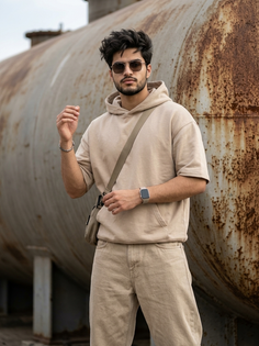 Beige Oversized Streetwear Industrial Portrait