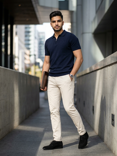 Modern Navy Polo Smart Casual Portrait