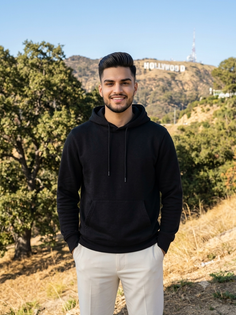 Hollywood Hills Black Hoodie Portrait