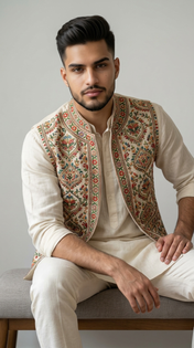 Colorful Ethnic Vest Editorial Fashion Portrait