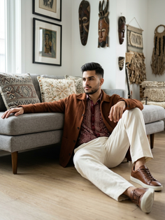 Rust Brown Jacket Bohemian Fashion Portrait