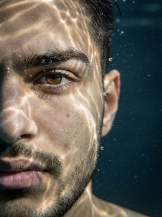 Half Face Underwater Macro Portrait