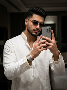 White Arabic Outfit Luxury Mirror Selfie