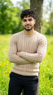 Beige Cable Knit Sweater Wildflower Portrait