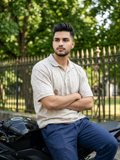Beige Polo Motorcycle Outdoor Portrait