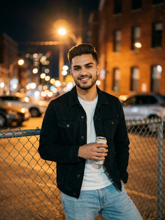 Black Denim Night Street Portrait