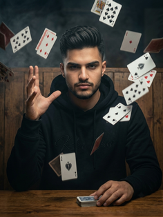 Telekinetic Playing Cards Cinematic Portrait