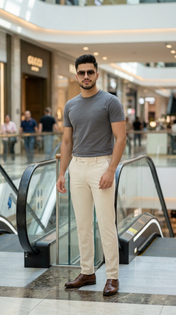 Gray T Shirt Modern Mall Fashion Portrait