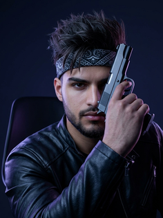 Bandana Dark Blue Purple Cinematic Portrait