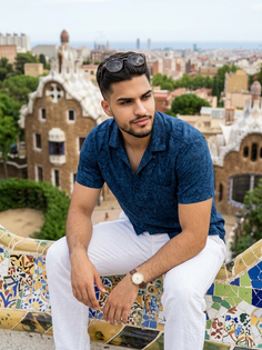 Park Güell Blue Shirt Artistic Portrait
