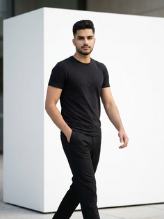 Minimal White Cube Walking Fashion Portrait