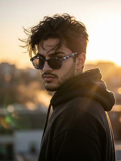 Golden Sunset Windswept Cinematic Portrait