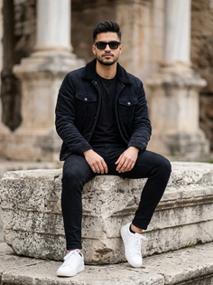 Dark Corduroy Jacket Historic Stone Portrait