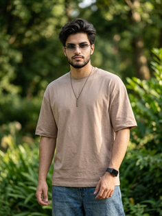 Light Brown T Shirt Greenery Fashion Portrait
