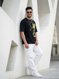 Black Yellow T Shirt White Cargo Fashion Portrait