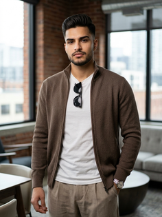 Brown Cardigan Urban Window Portrait