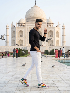 Black Shirt Taj Mahal Travel Fashion Portrait