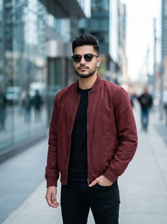 Dark Red Jacket Modern Urban Portrait