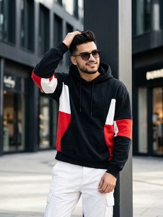Black White Red Oversized Hoodie Fashion Portrait