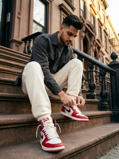 Cream Sweatpants Brownstone Streetwear Portrait