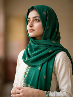 Emerald Hijab Ivory Kurti Portrait