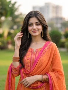 Vibrant Kurti Kolkata Garden Portrait