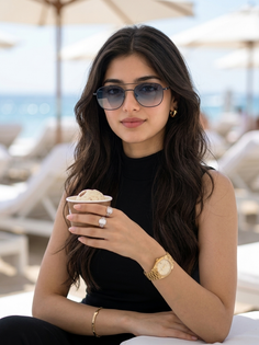 Black Top Beach Resort Fashion Portrait