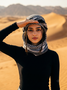 Arabian Desert Black Headscarf Portrait