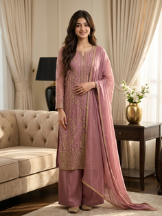 Mauve Pink Embroidered Kurta Portrait