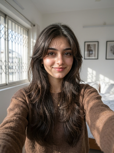 Brown Sweater Soft Sunlight Selfie Portrait