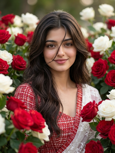 Red White Roses Cinematic Portrait