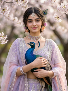 Lavender Lehenga Peacock Dream Portrait