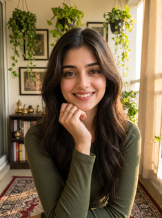 Cozy Indian Balcony Golden Hour Portrait