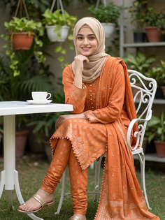 Orange Pakistani Churidar Outdoor Portrait
