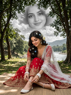 Romantic Red Lehenga Cinematic Poster Portrait