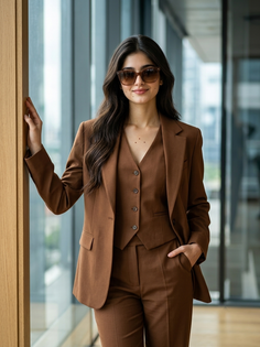 Monochrome Brown Tailored Suit Portrait