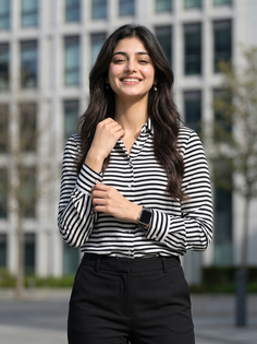 Black White Striped Shirt Urban Portrait