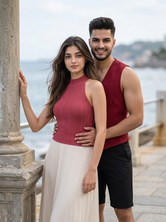 Romantic Seaside Couple Portrait