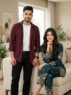 Elegant Couple Modern Living Room Portrait