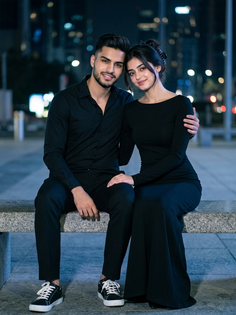 Hyper-Realistic Night Couple Editorial Portrait