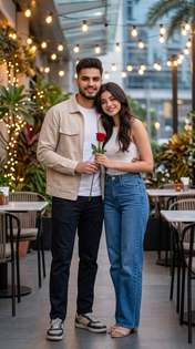 Romantic Outdoor Cafe Couple Portrait